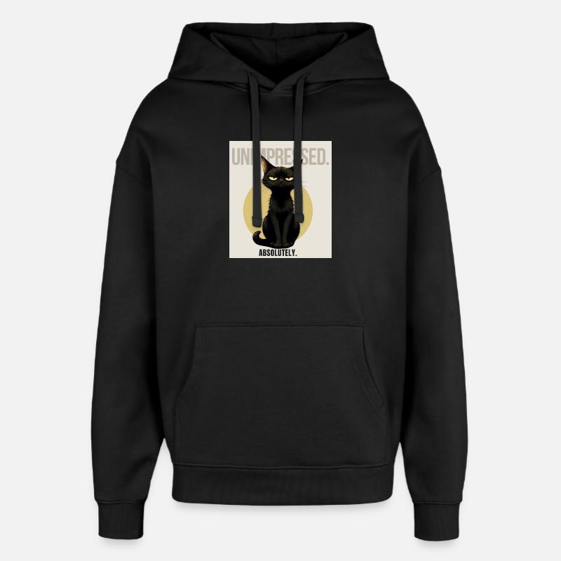 Unimpressed. – Sarcastic Black Cat Design - Oversized Unisex Hoodie von Stanley/Stella - Schwarz
