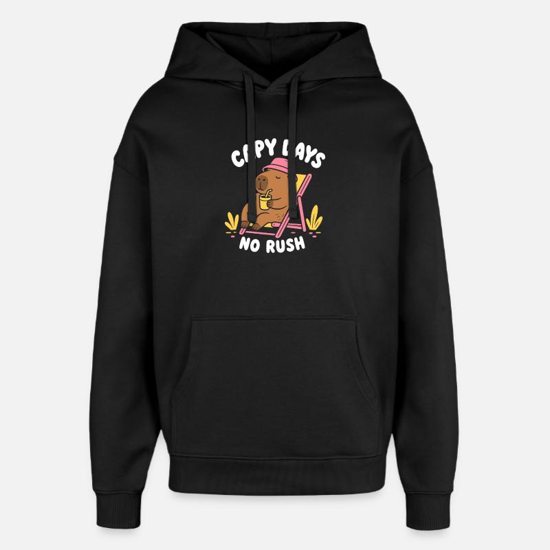 Capy Days No Rush Capybara - Oversized Unisex Hoodie by Stanley/Stella - black