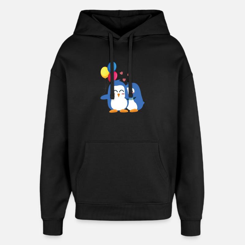 Pingouins avec ballons - Sweat à capuche unisexe Stanley/Stella Oversized - noir