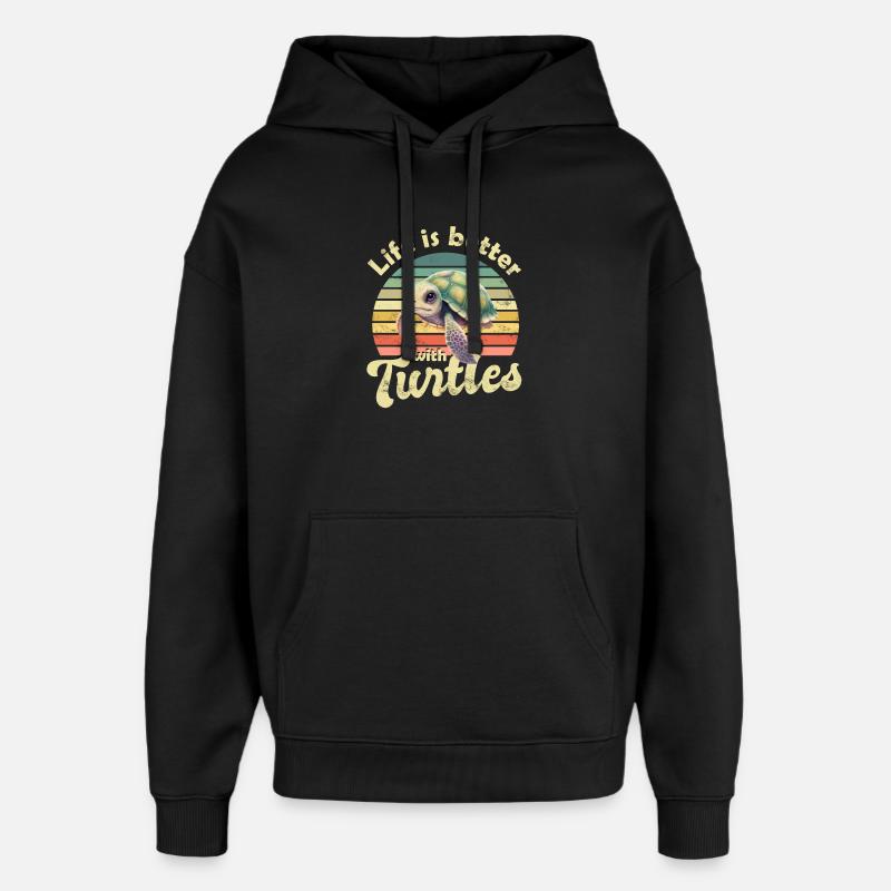 Tortue de mer - Sweat à capuche unisexe Stanley/Stella Oversized - noir