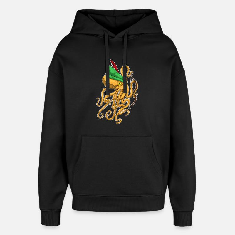 Krake Bogenschütze Bogen - Oversized Unisex Hoodie von Stanley/Stella - Schwarz