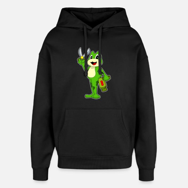 Grenouille Coiffeur Ciseaux Sèche-cheveux - Sweat à capuche unisexe Stanley/Stella Oversized - noir