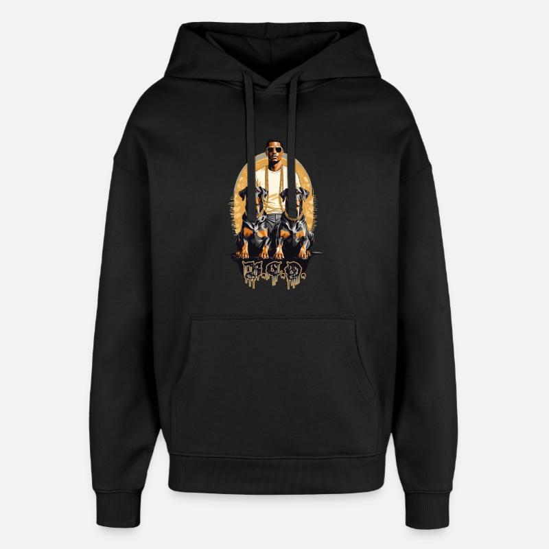 Rappeur avec Dobermans - Sweat à capuche unisexe Stanley/Stella Oversized - noir