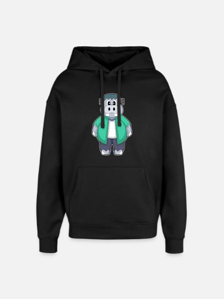 Hippopotamus Halloween - Oversized Unisex Hoodie by Stanley/Stella - black