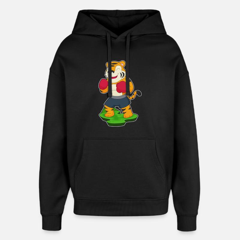 Tiger Boxer Boxhandschuhe Boxen - Oversized Unisex Hoodie von Stanley/Stella - Schwarz