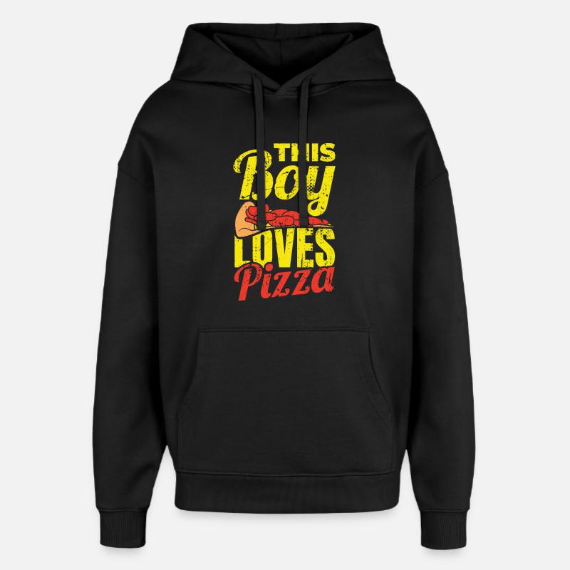 Ce garçon adore la pizza - Sweat à capuche unisexe Stanley/Stella Oversized - noir