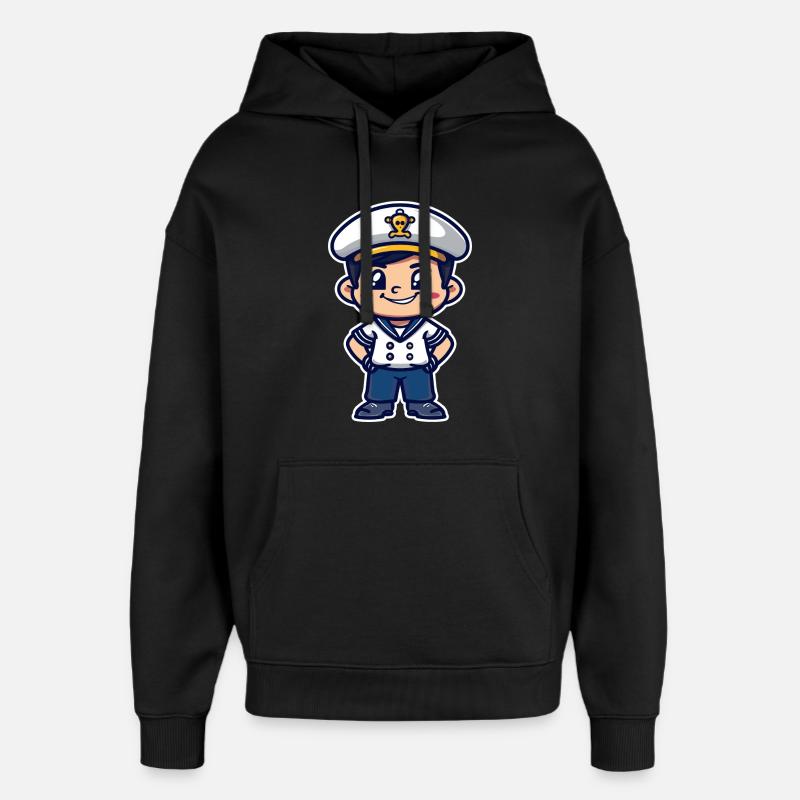 Petit marin capitaine bande dessinée - Sweat à capuche unisexe Stanley/Stella Oversized - noir