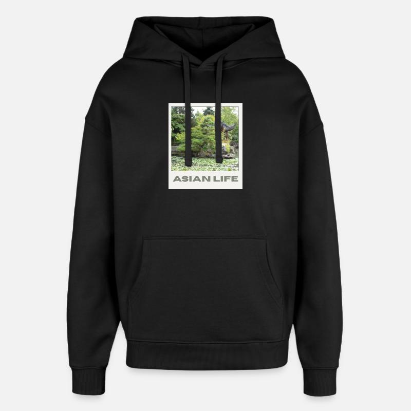 Asiatischer Gartensee Zen - Oversized Unisex Hoodie von Stanley/Stella - Schwarz