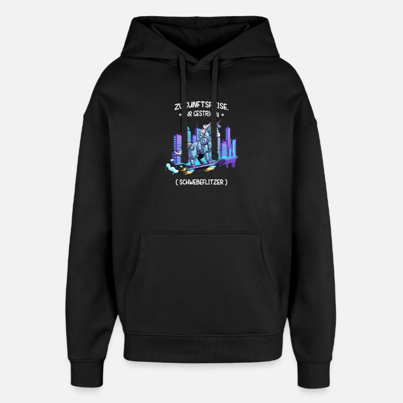 Cyber-Einhorn-Reise - Oversized Unisex Hoodie von Stanley/Stella - Schwarz