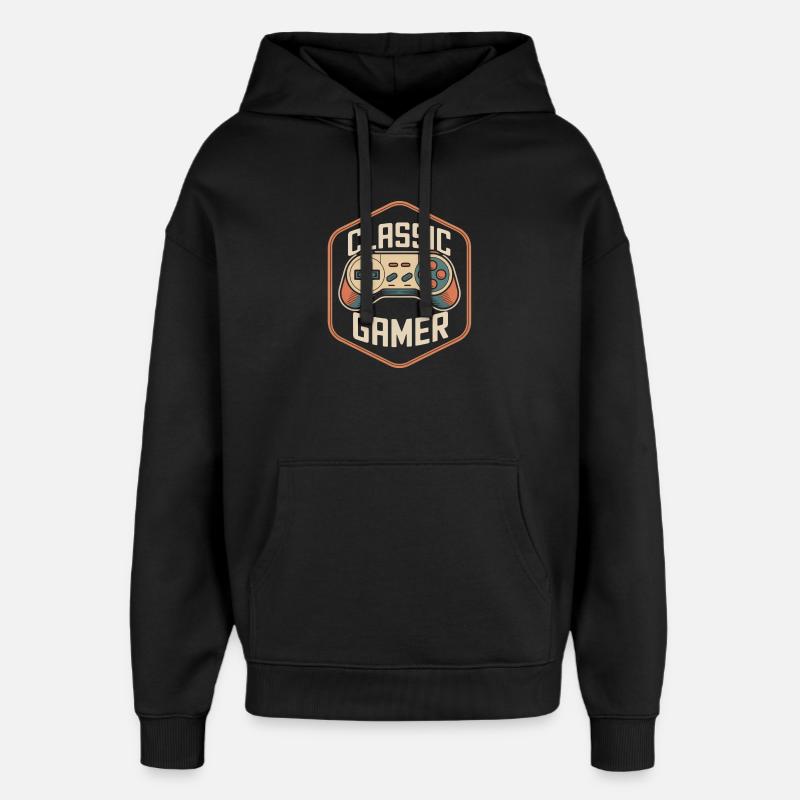 Classic Gamer Retro Controller Nostalgia - Oversized Unisex Hoodie by Stanley/Stella - black