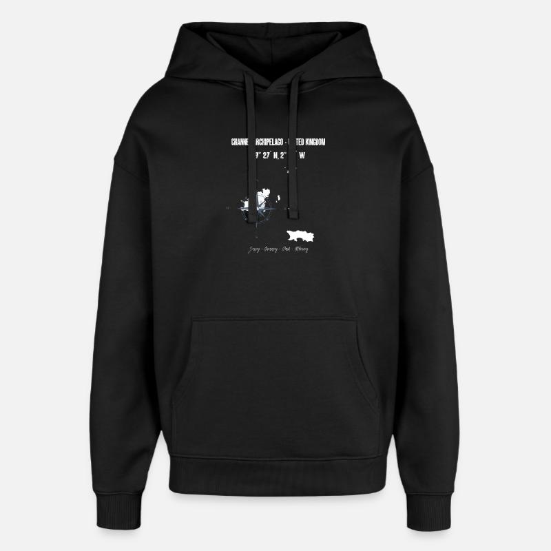 Channel Islands Map Design - Oversized Unisex Hoodie by Stanley/Stella - black