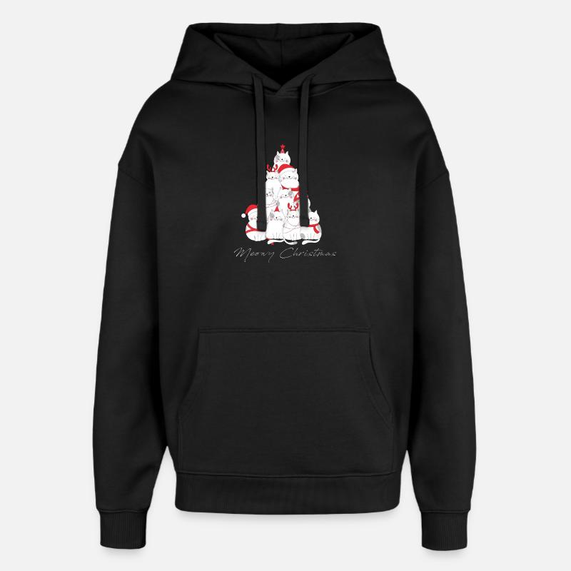 Arbre à chat de Noël miaou - Sweat à capuche unisexe Stanley/Stella Oversized - noir