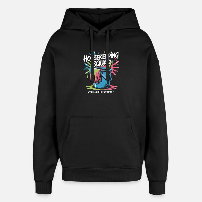 Conception de nettoyage amusante - Sweat à capuche unisexe Stanley/Stella Oversized - noir