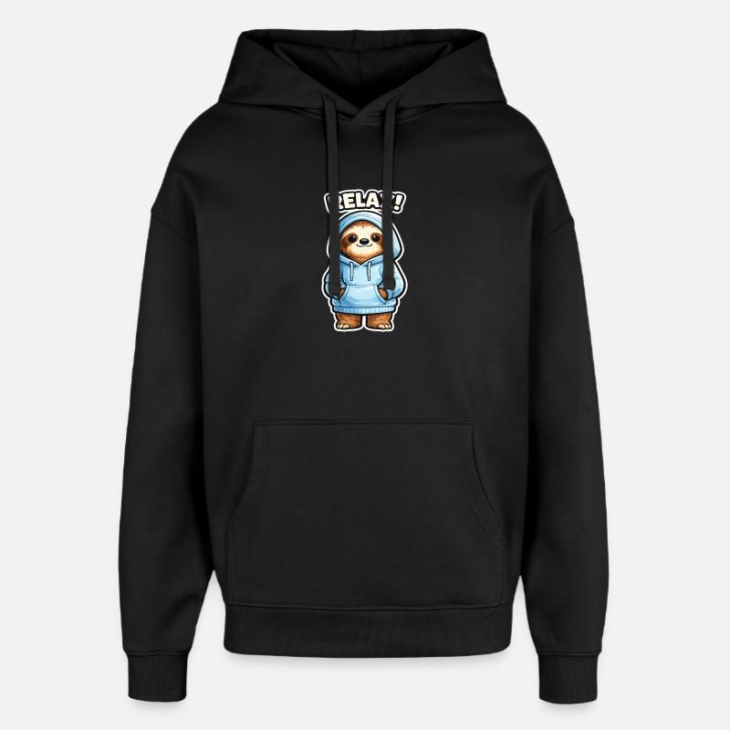 Sweat à capuche Relax Sloth - Sweat à capuche unisexe Stanley/Stella Oversized - noir