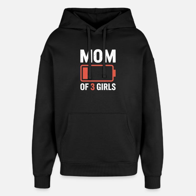 Mutter von 3 Mädchen Batterie-Tee - Oversized Unisex Hoodie von Stanley/Stella - Schwarz