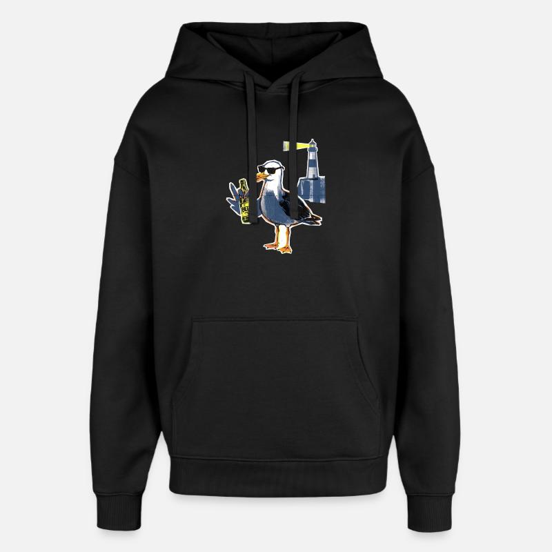 Coole Möwe Leuchtturm Bier - Oversized Unisex Hoodie von Stanley/Stella - Schwarz