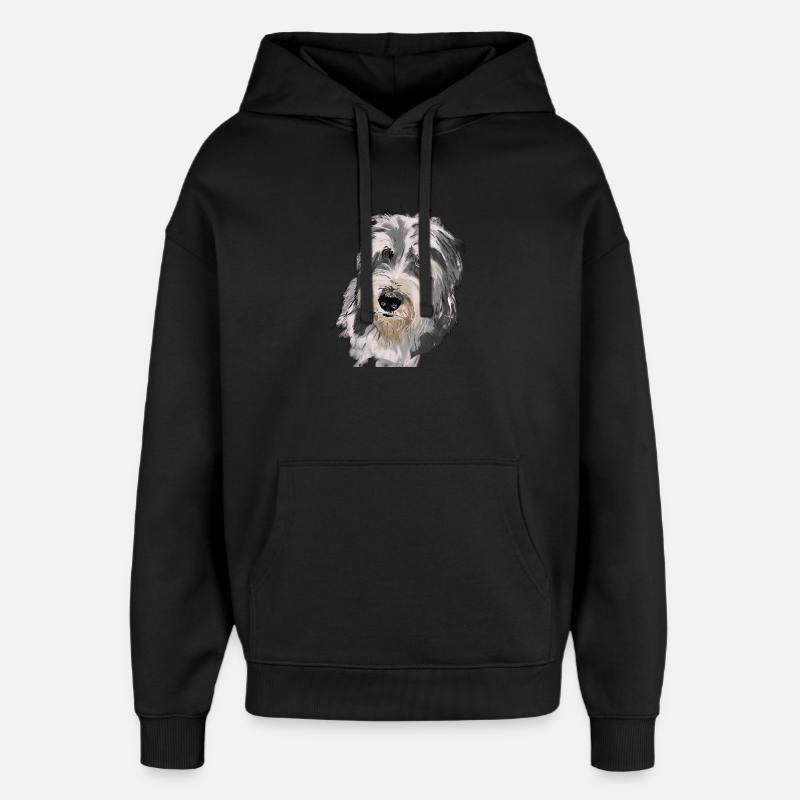 Collie barbu - Sweat à capuche unisexe Stanley/Stella Oversized - noir