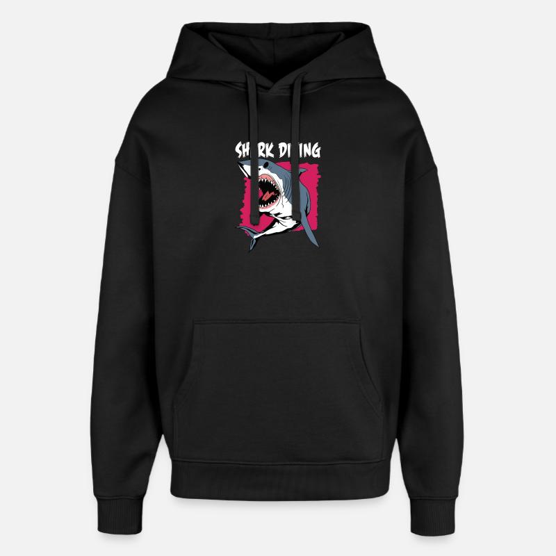 Shark Diving | Shark Diving - Oversized Unisex Hoodie by Stanley/Stella - black