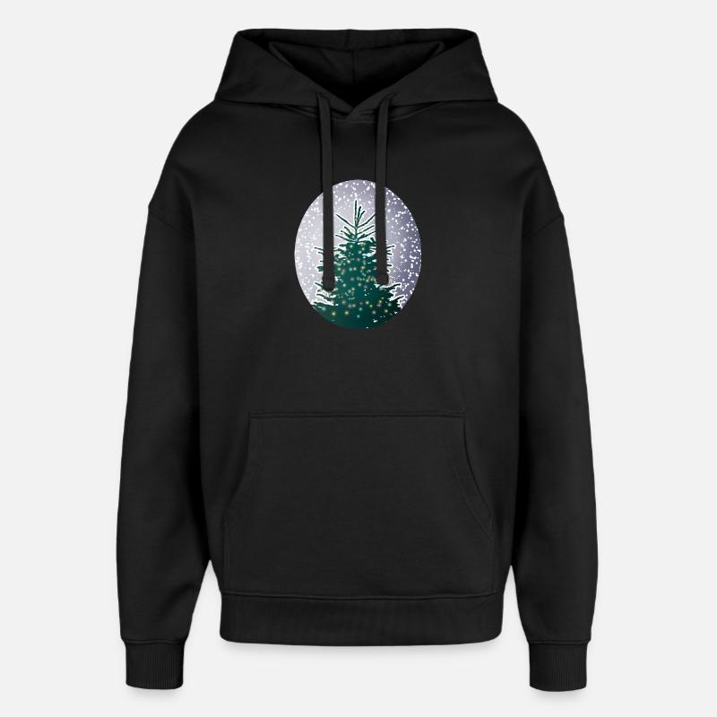 beleuchteter Weihnachtsbaum im Schnee - Oversized Unisex Hoodie von Stanley/Stella - Schwarz