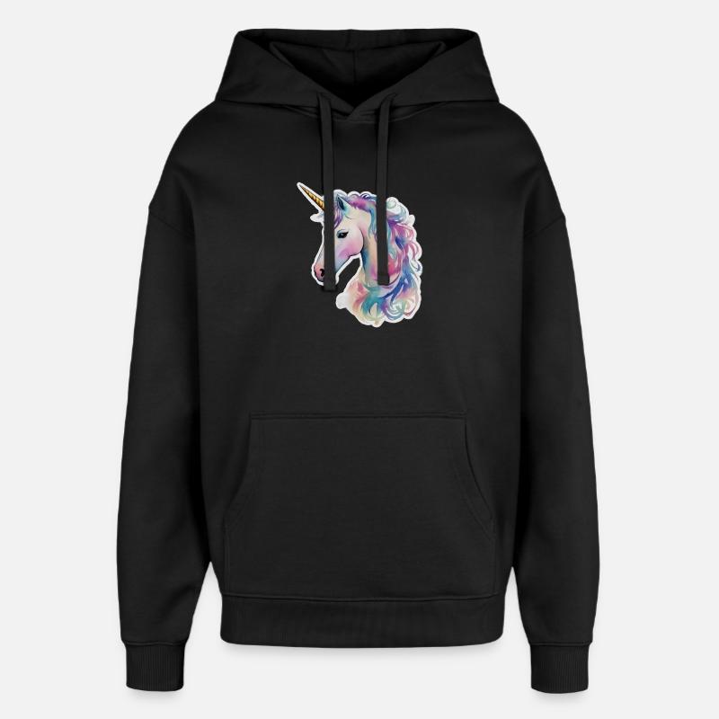 Licorne - Sweat à capuche unisexe Stanley/Stella Oversized - noir