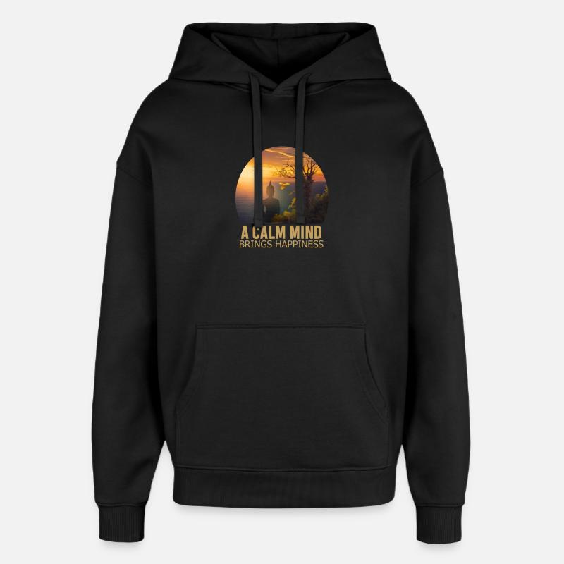 Un calme apporte le bonheur - Sweat à capuche unisexe Stanley/Stella Oversized - noir