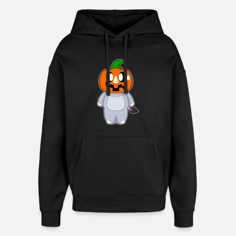 Hippopotame Halloween citrouille - Sweat à capuche unisexe Stanley/Stella Oversized - noir