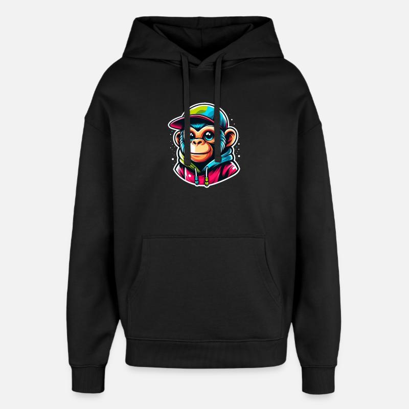 Casquette à capuche Monkey - Sweat à capuche unisexe Stanley/Stella Oversized - noir