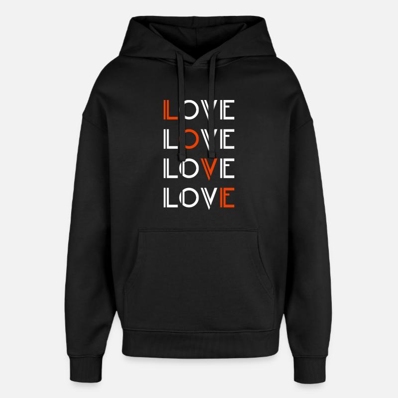 Amour / Liebe - Sweat à capuche unisexe Stanley/Stella Oversized - noir