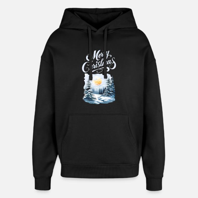 Joyeux Noël Forêt Paysage - Sweat à capuche unisexe Stanley/Stella Oversized - noir