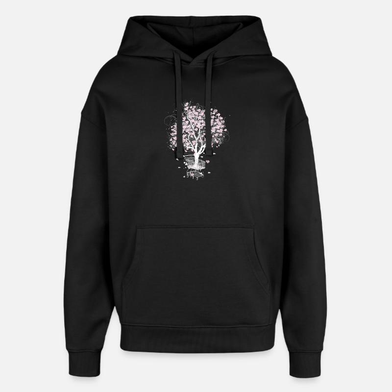 Cerisier en fleurs dans le panier - Sweat à capuche unisexe Stanley/Stella Oversized - noir