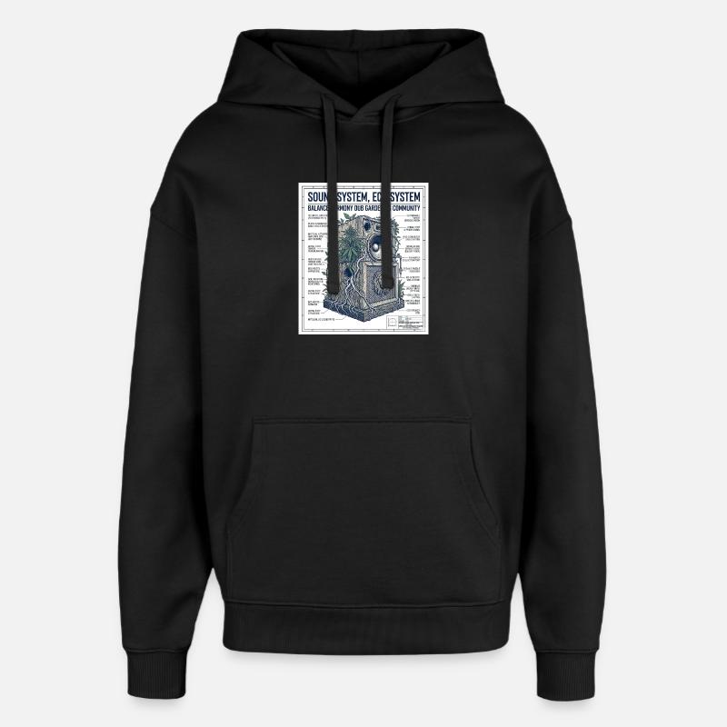 Reggae Soundsystem Eco - Sweat à capuche unisexe Stanley/Stella Oversized - noir