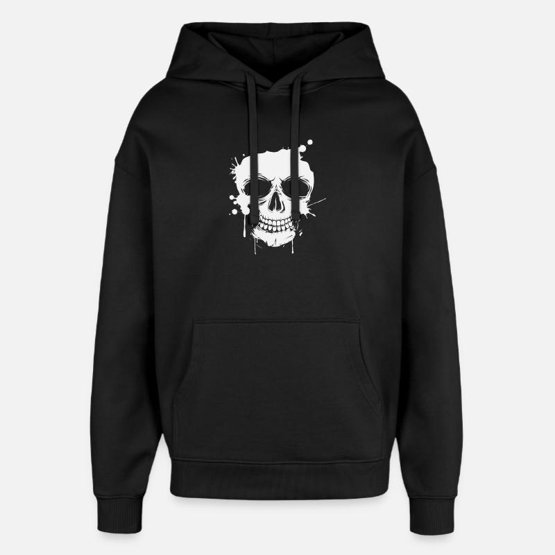 Crâne crâne graffiti - Sweat à capuche unisexe Stanley/Stella Oversized - noir