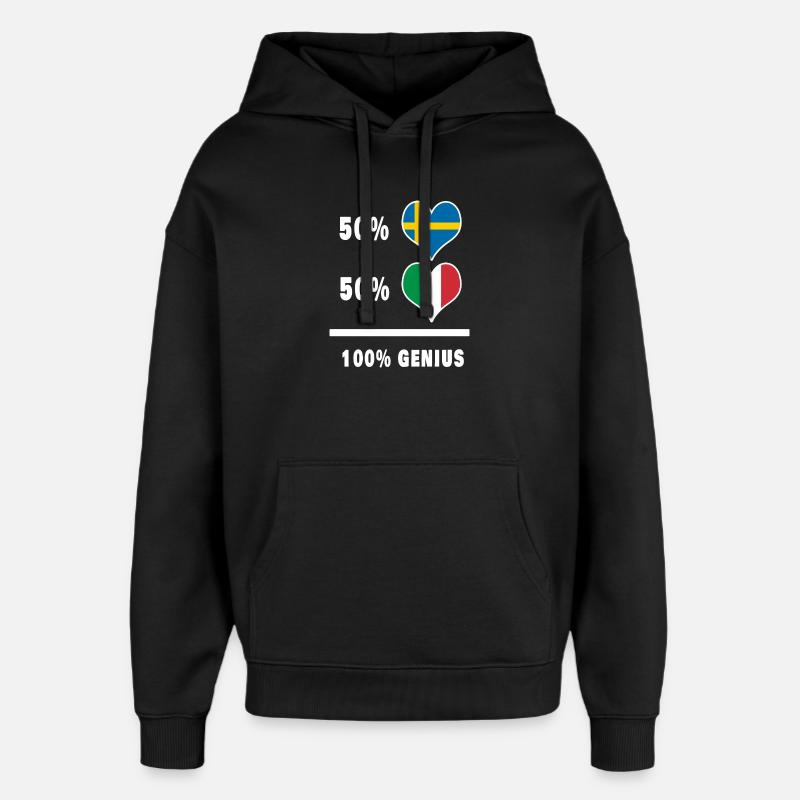 Italia y Suecia Genio / presente - Sudadera con capucha unisex Stanley/Stella Oversized - negro