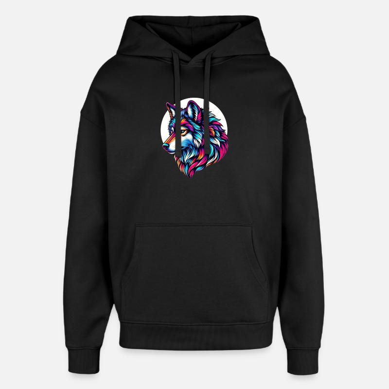 Loup - Sweat à capuche unisexe Stanley/Stella Oversized - noir