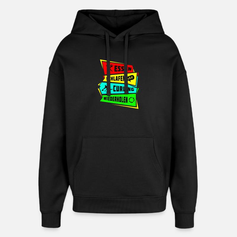 Manger dormir Curling Répéter - Sweat à capuche unisexe Stanley/Stella Oversized - noir