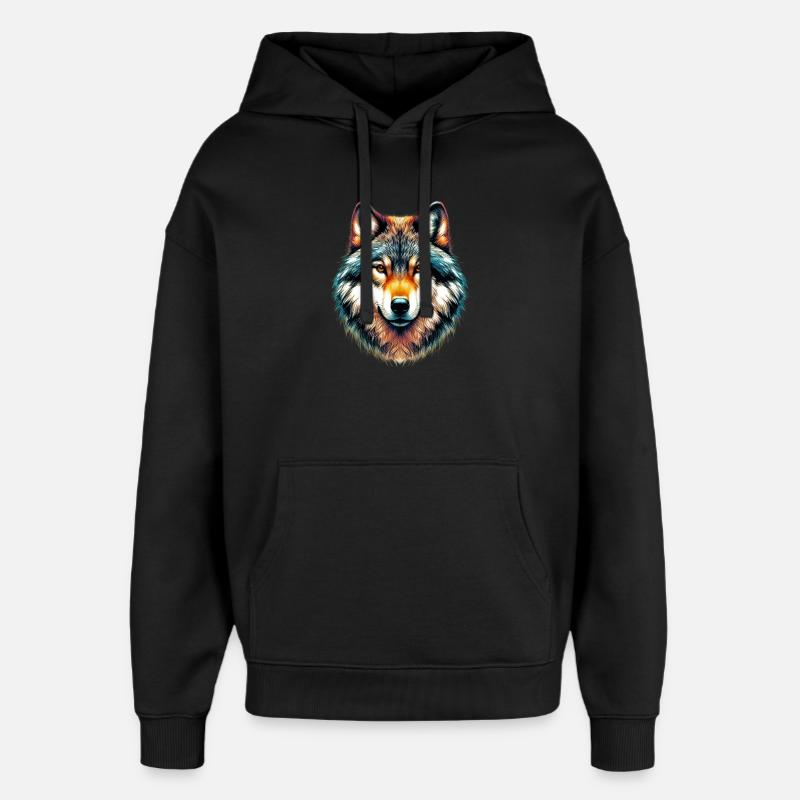 Wolf - Oversized Unisex Hoodie von Stanley/Stella - Schwarz