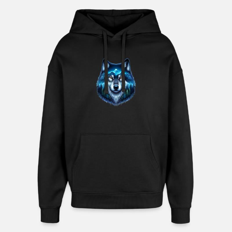 Loup - Sweat à capuche unisexe Stanley/Stella Oversized - noir