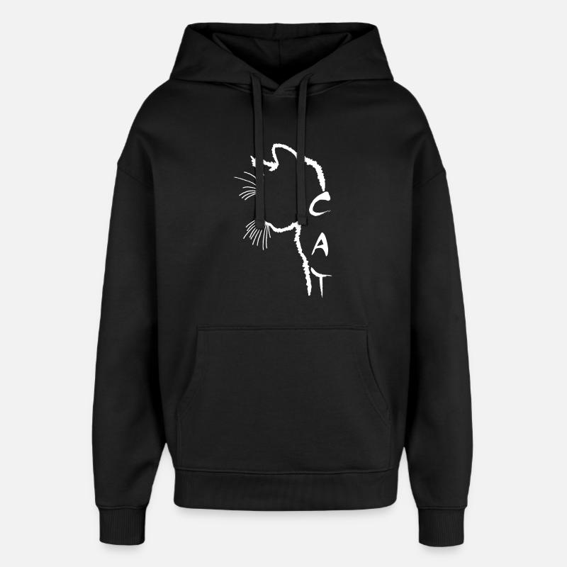 Silhouette de chat blanc - Sweat à capuche unisexe Stanley/Stella Oversized - noir