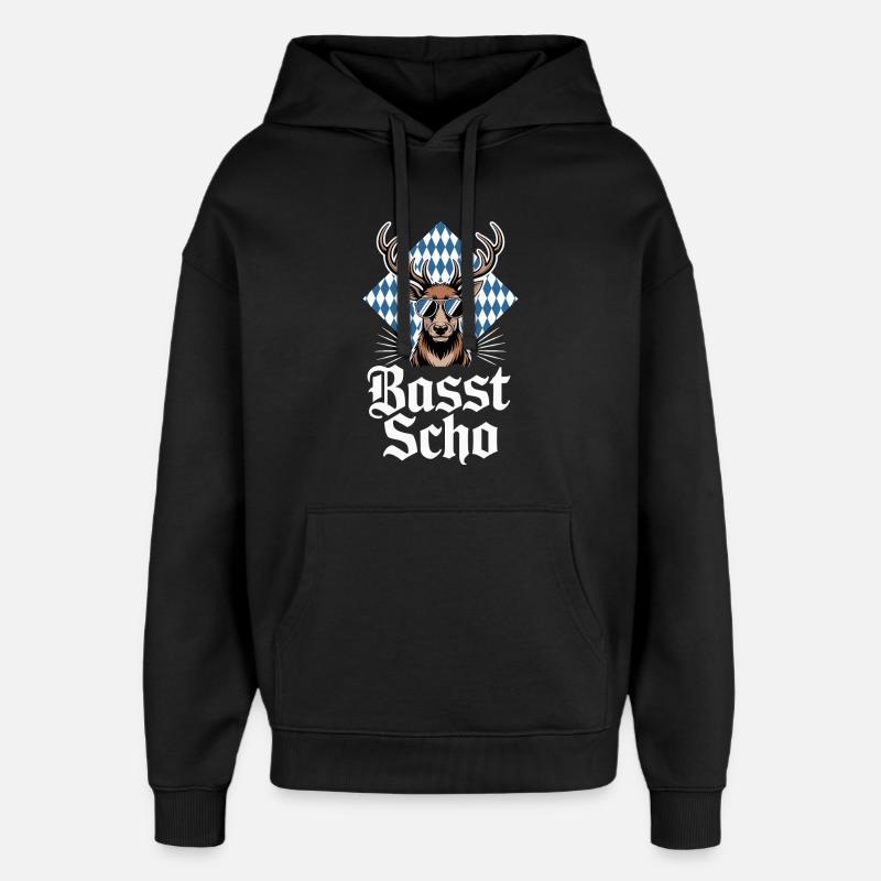 Elch Bayerischer Hirsch Sonnenbrille Basst Scho - Oversized Unisex Hoodie von Stanley/Stella - Schwarz