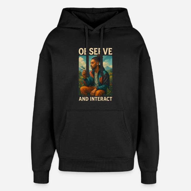 Observer et interagir - Sweat à capuche unisexe Stanley/Stella Oversized - noir