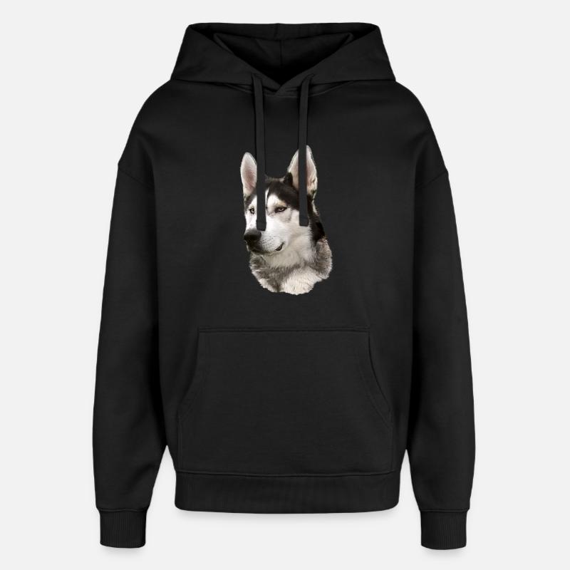 Visage husky Noir Blanc - Sweat à capuche unisexe Stanley/Stella Oversized - noir