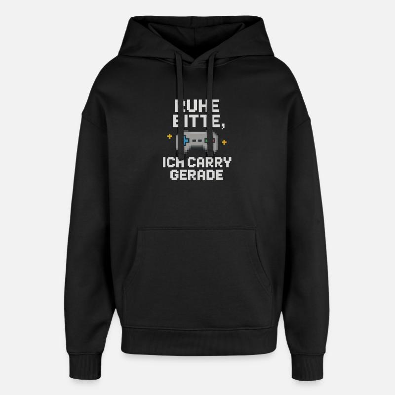 Ruhe Bitte Pixel Controller Grafik - Oversized Unisex Hoodie von Stanley/Stella - Schwarz