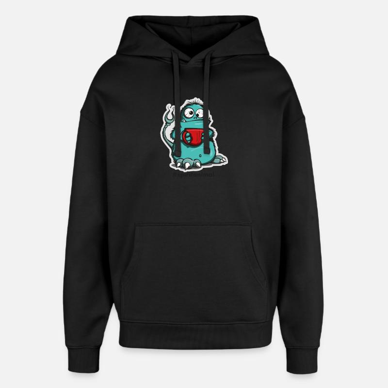 Coffee monster in comic style - Oversized Unisex Hoodie by Stanley/Stella - black