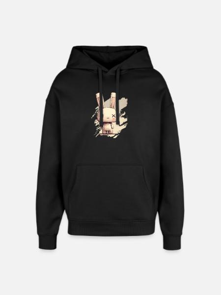 Cute rabbit with X-eyes - Oversized Unisex Hoodie by Stanley/Stella - black