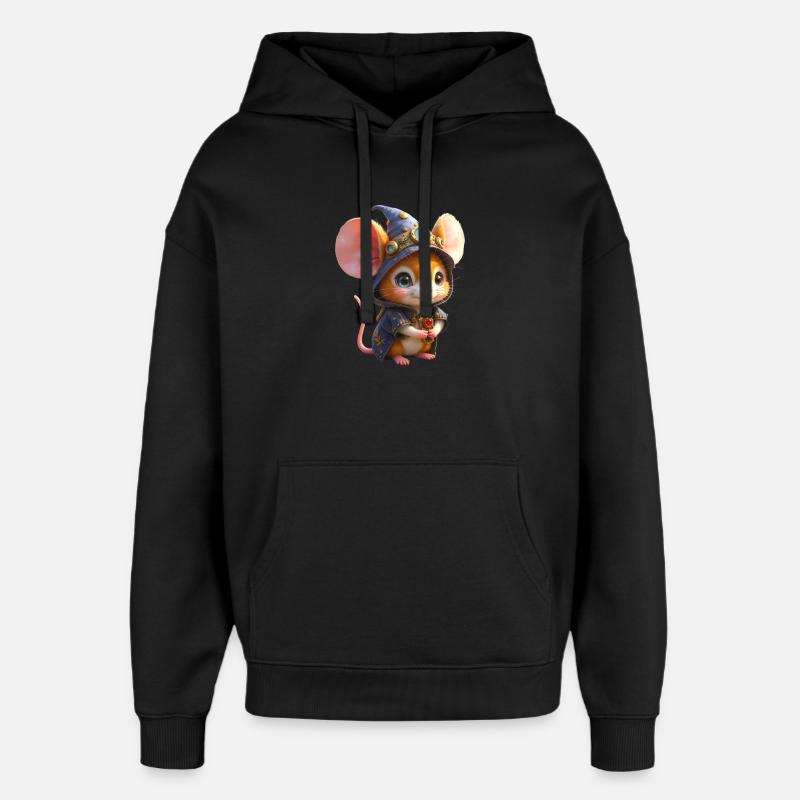 Blaue Steampunk-Zauberermaus - Oversized Unisex Hoodie von Stanley/Stella - Schwarz