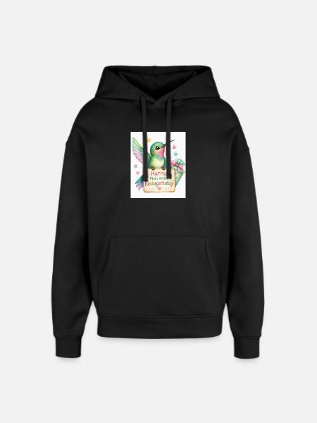 Hurra: Erster Kindergartenstart - Oversized Unisex Hoodie von Stanley/Stella - Schwarz