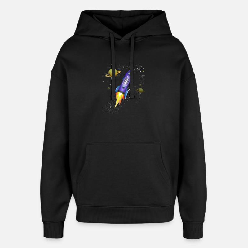 Rocket in space - Oversized Unisex Hoodie by Stanley/Stella - black