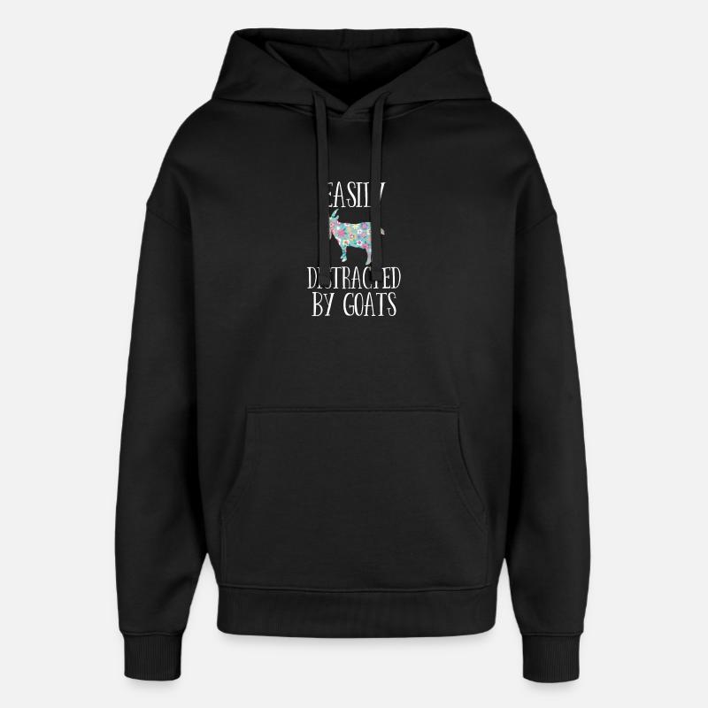 Facilement distrait par les chèvres - Sweat à capuche unisexe Stanley/Stella Oversized - noir