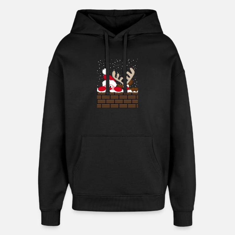 Père Noël et Rudolph - Sweat à capuche unisexe Stanley/Stella Oversized - noir