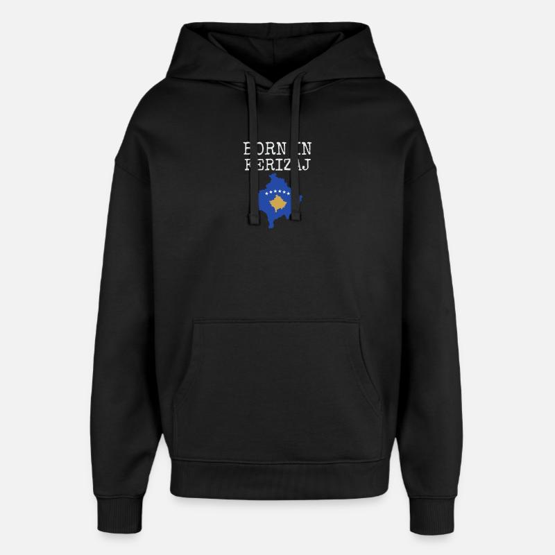 Drapeau du Kosovo « Né à Ferizaj » - Sweat à capuche unisexe Stanley/Stella Oversized - noir